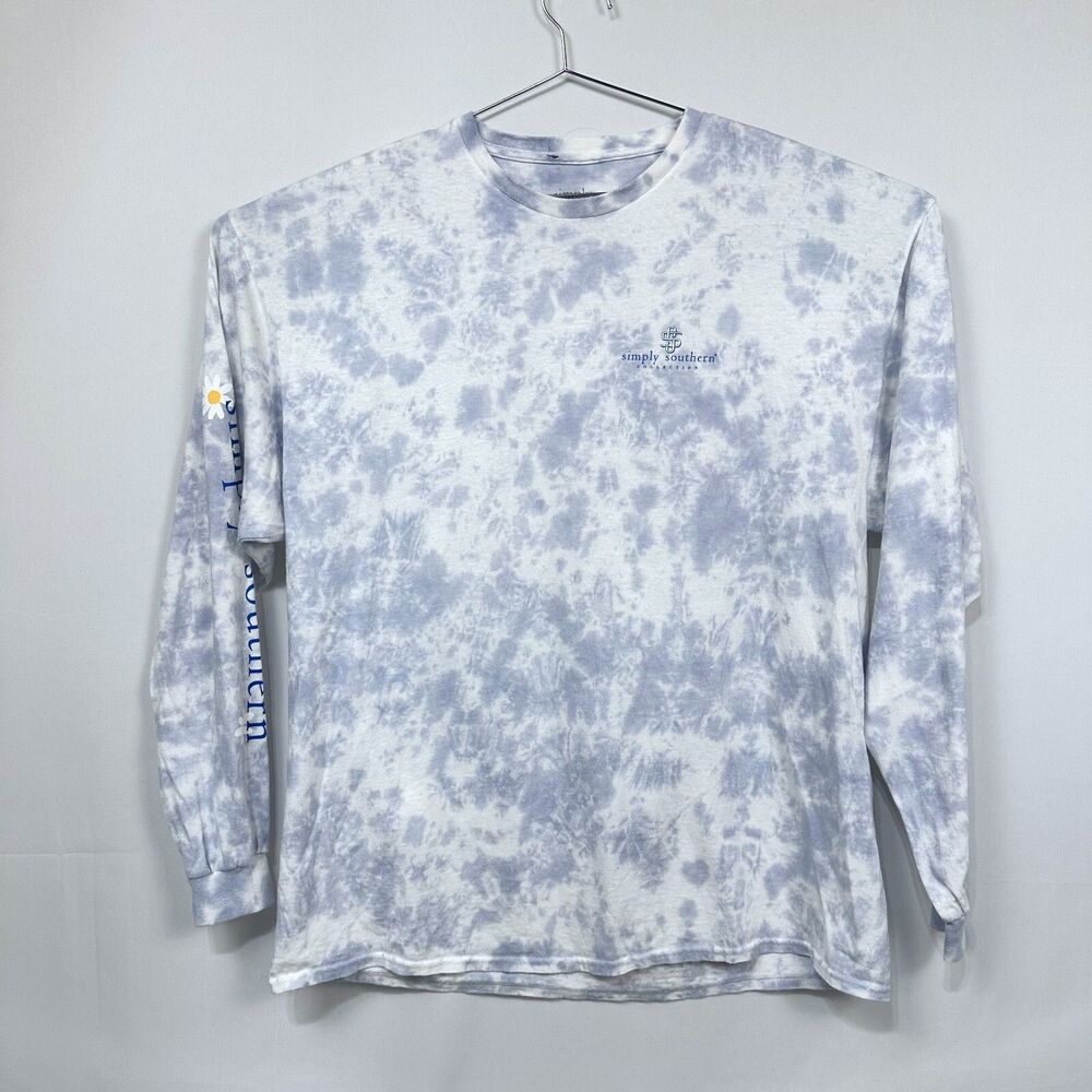 Simply Southern T-Shirt Long Sleeve Blue Jean Baby Jacket Tie Dye Blue SZ 2XL